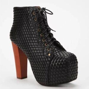 Jeffrey Campbell black basketweave Litas - 8